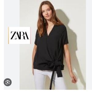 Zara wrap around black blouse . Size Xs